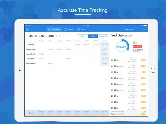 Hours Keeper Pro - Timesheet, Tracking & Billing iPad 应用截图