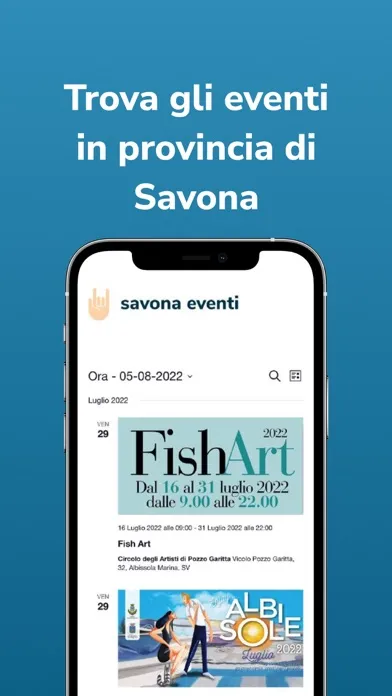 Tangkapan skrin Savona Eventi