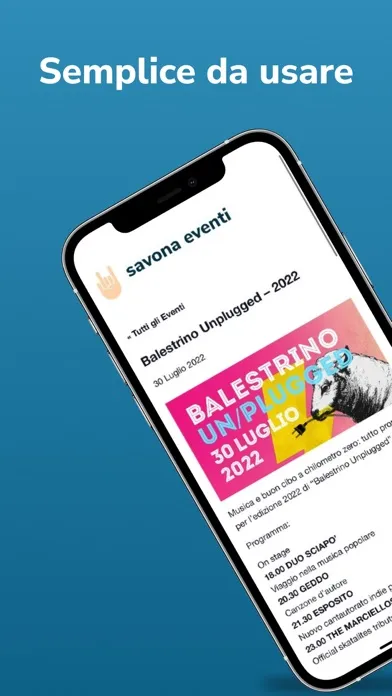 Tangkapan skrin Savona Eventi