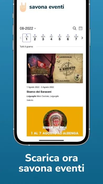 Tangkapan skrin Savona Eventi