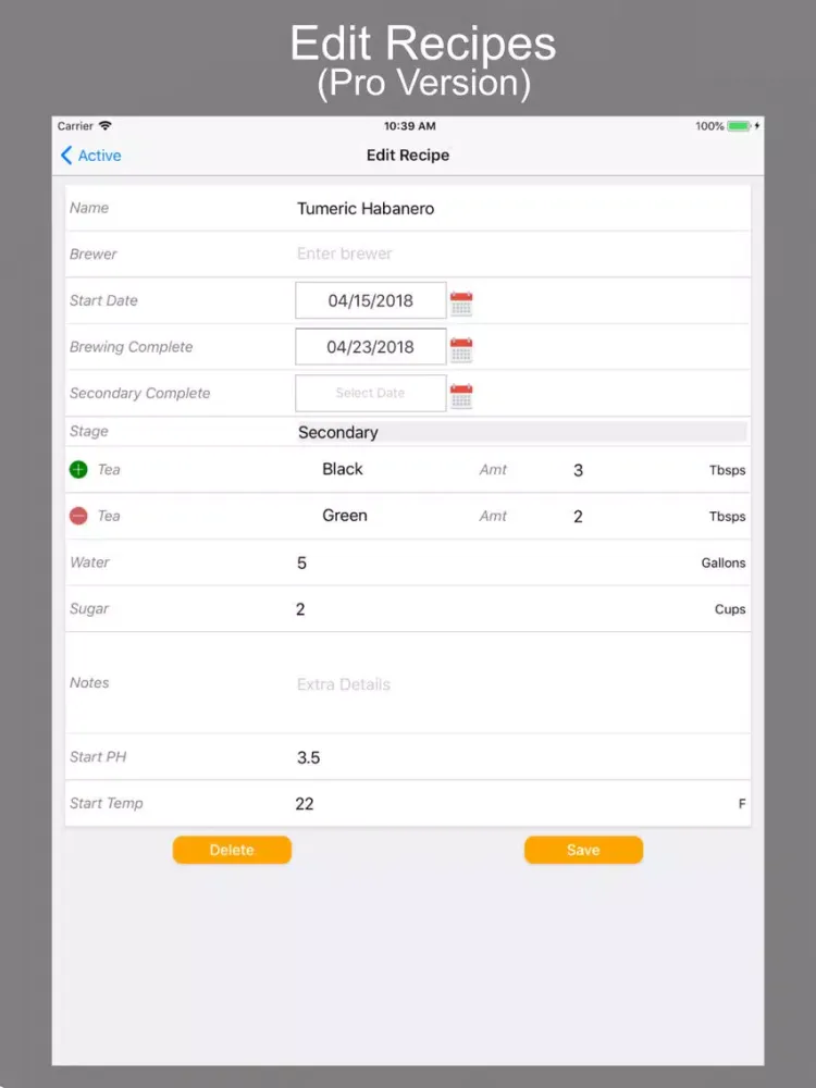 Kombucha Tracker iPad  스크린샷
