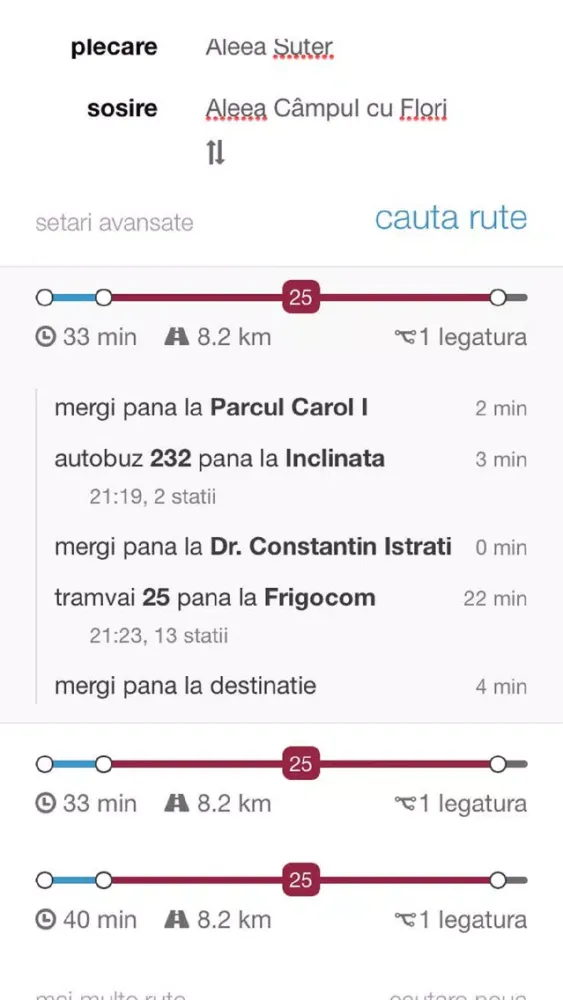Capturas de tela do Bucharest RATB Metrorex Planner