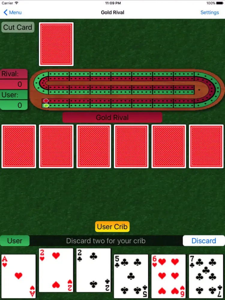Capturas de tela do BTO Cribbage iPad 