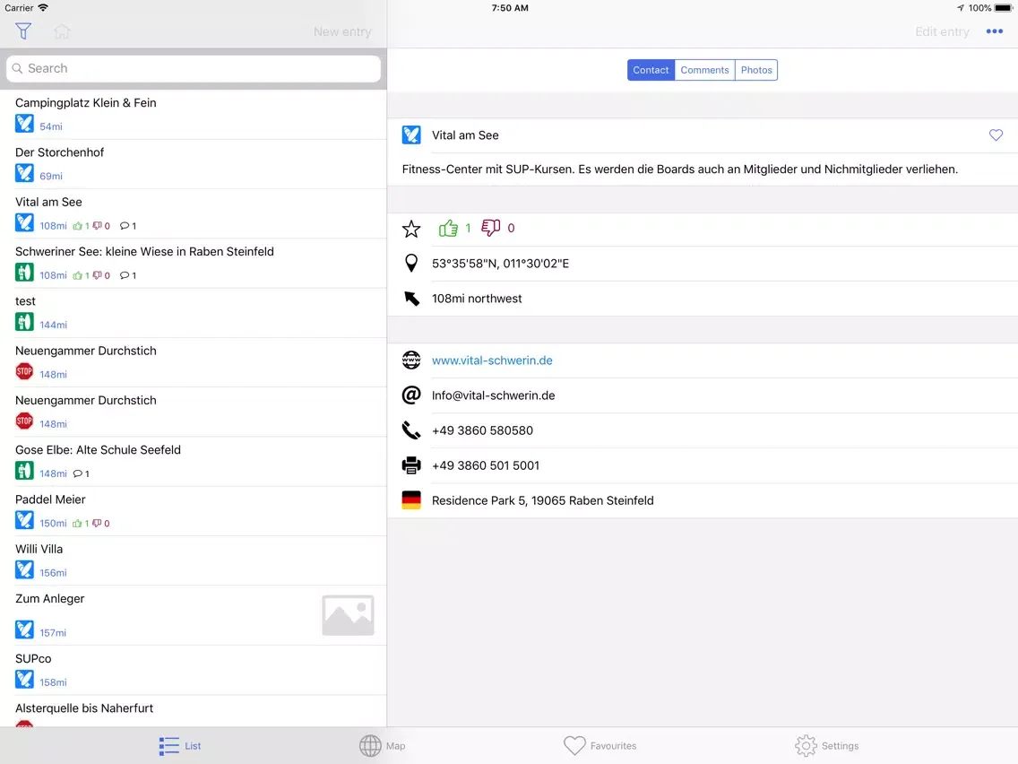 SUP Places iPad  Screenshots