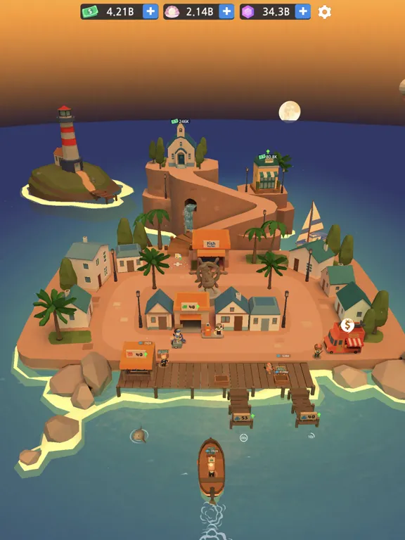 Idle Fishing Village Tycoon iPad 应用截图