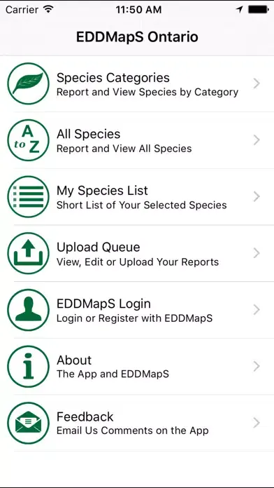 EDDMapS Ontario سکرین شاٹس
