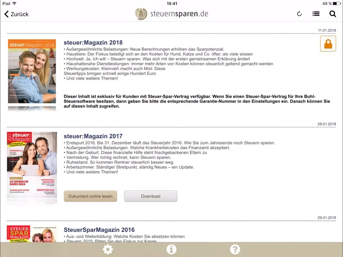 Скриншоты steuernsparen iPad 