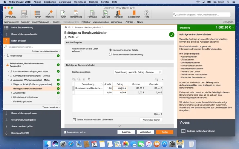 Screenshot di WISO steuer: 2018