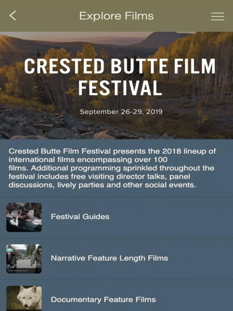 ภาพหน้าจอของ Crested Butte Film Festival iPad 