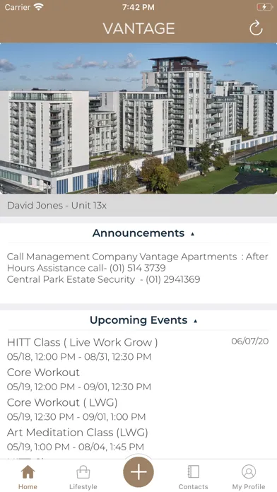 Vantage Residents App سکرین شاٹس