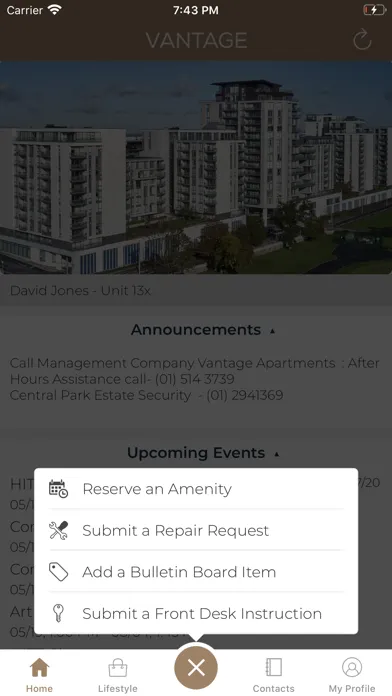 Vantage Residents App سکرین شاٹس