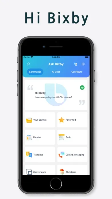 Capturas de tela do App for Bixby for Family Hub