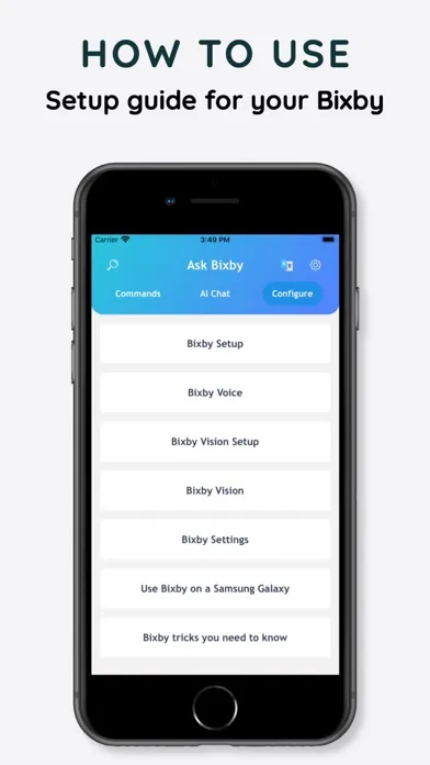 Capturas de tela do App for Bixby for Family Hub