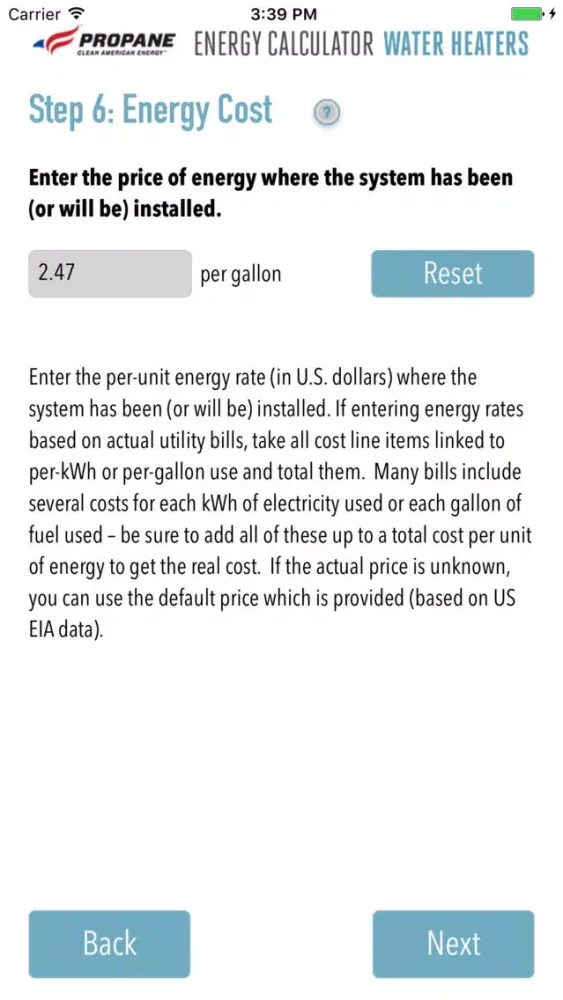 Energy Calc Water Heaters Screenshots