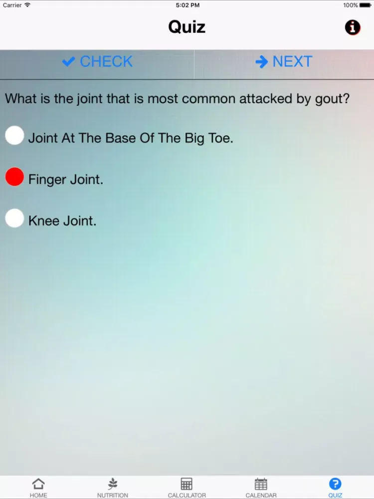 Nutrition Gout iPad  Screenshots