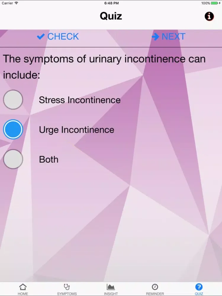 Capturas de tela do Signs & Symptoms Urinay Incontinence iPad 
