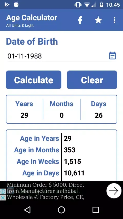 Tangkapan layar Age Calculator