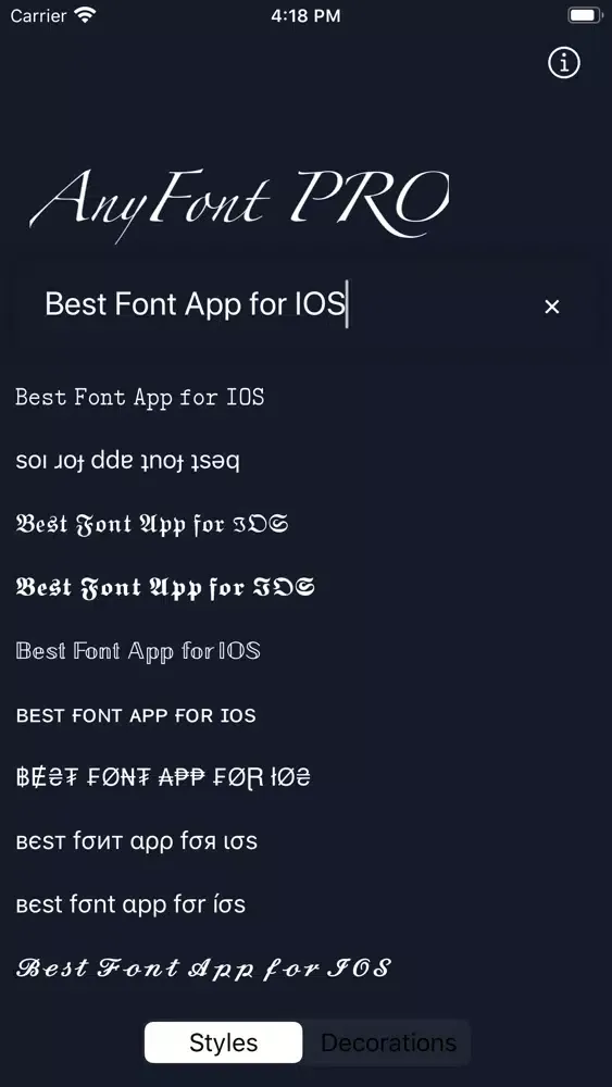 Capturas de pantalla de AnyFont PRO