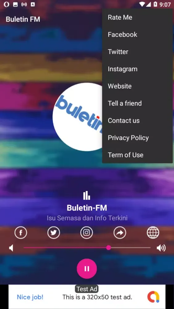 Capturas de tela do BULETIN FM Info Terkini Muzik