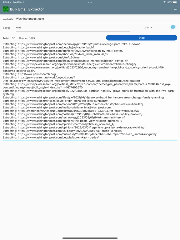 Bulk Email Extractor iPad  Screenshots