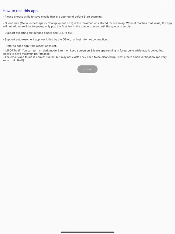 Bulk Email Extractor iPad  Screenshots