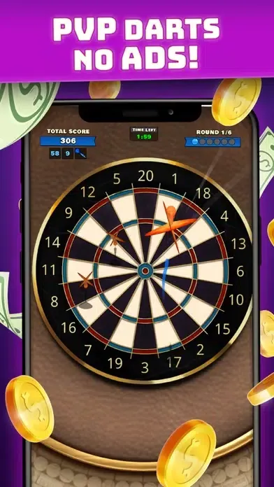 Capturas de tela do Darts Tournament - Real Money