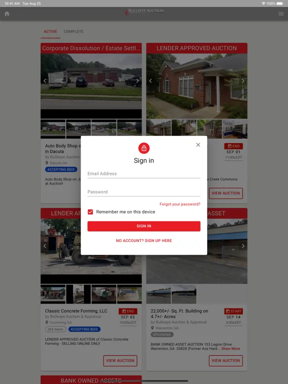 Screenshot di Bullseye Auction & Appraisal iPad 