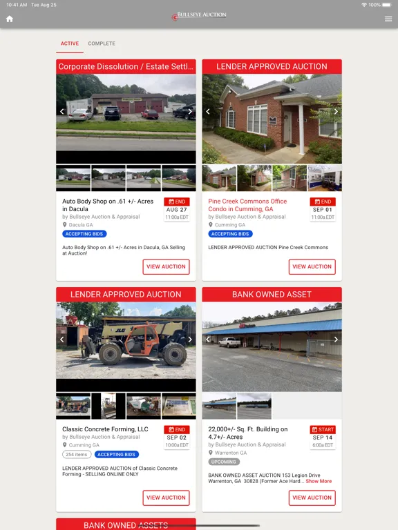 Screenshot di Bullseye Auction & Appraisal iPad 