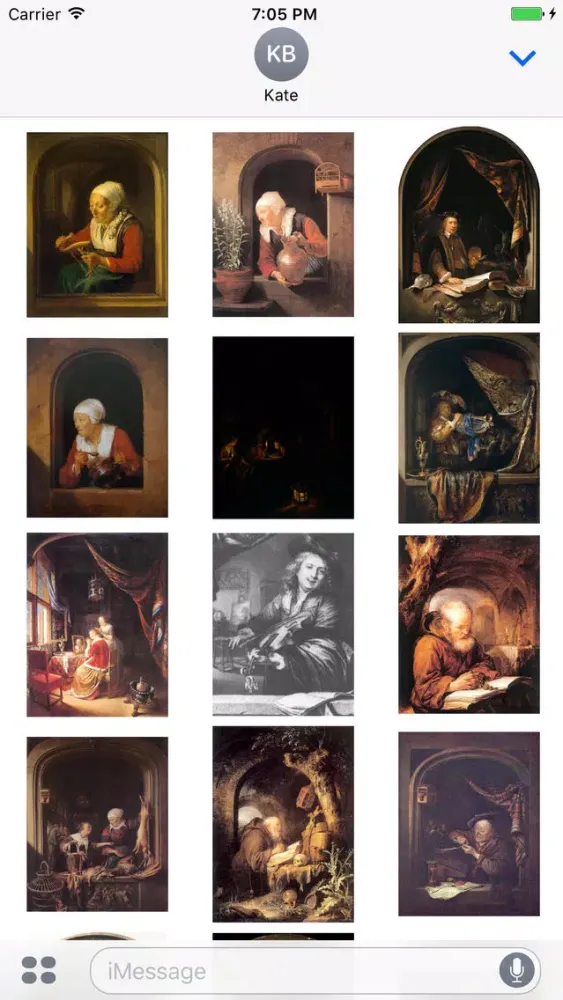Ảnh chụp màn hình của Gerrit Dou Artworks Stickers