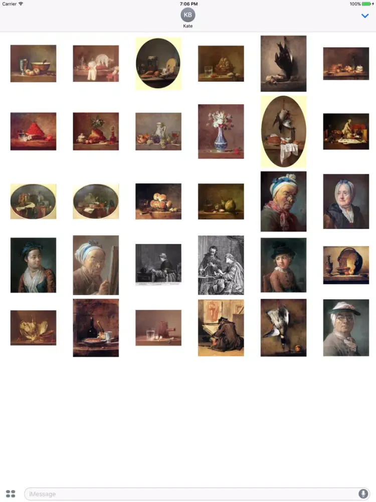 Capturas de pantalla de Jean Baptiste Simeon Chardin Artworks Stickers iPad 