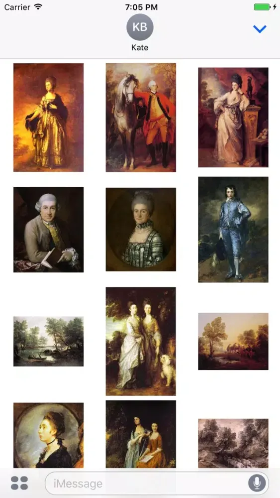 Capturas de tela do Thomas Gainsborough Artworks Stickers