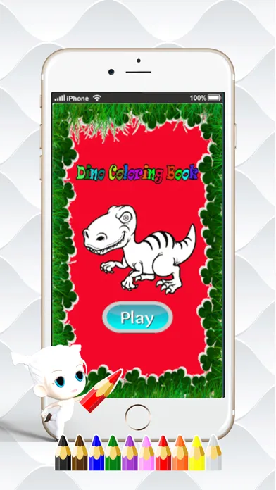 Dino Paint Drawing Color : Cute Caricature Art Idea Pages For Kids应用截图