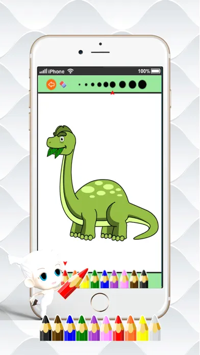 Dino Paint Drawing Color : Cute Caricature Art Idea Pages For Kids应用截图