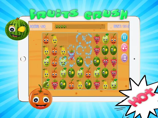 Screenshot di Fruit Crush Bump - puzzle match 3 fruit for kids iPad 