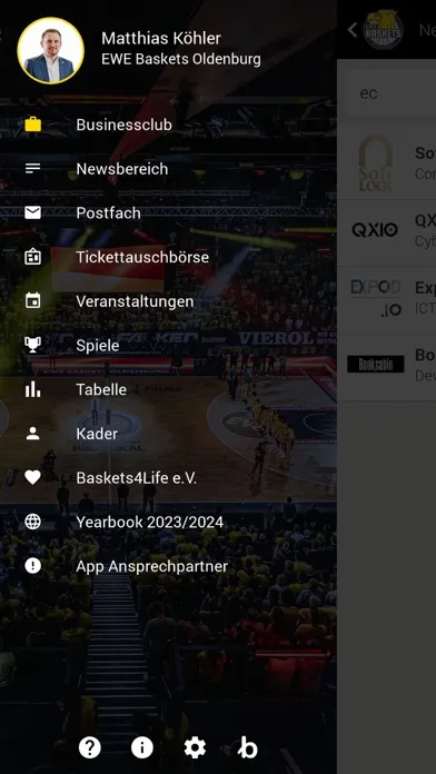 Tangkapan skrin EWE Baskets Business Club
