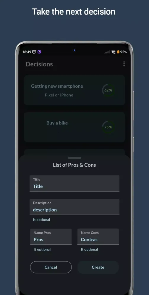 Decision Maker Pros & Cons AI Ekran Görüntüleri