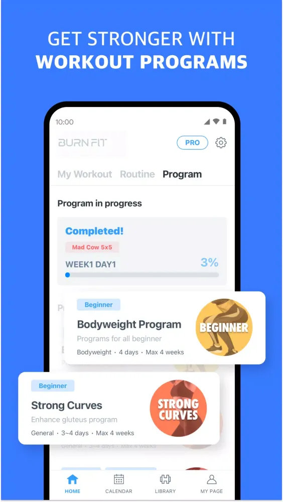 Capturas de tela do Burn.Fit - Workout Plan & Log