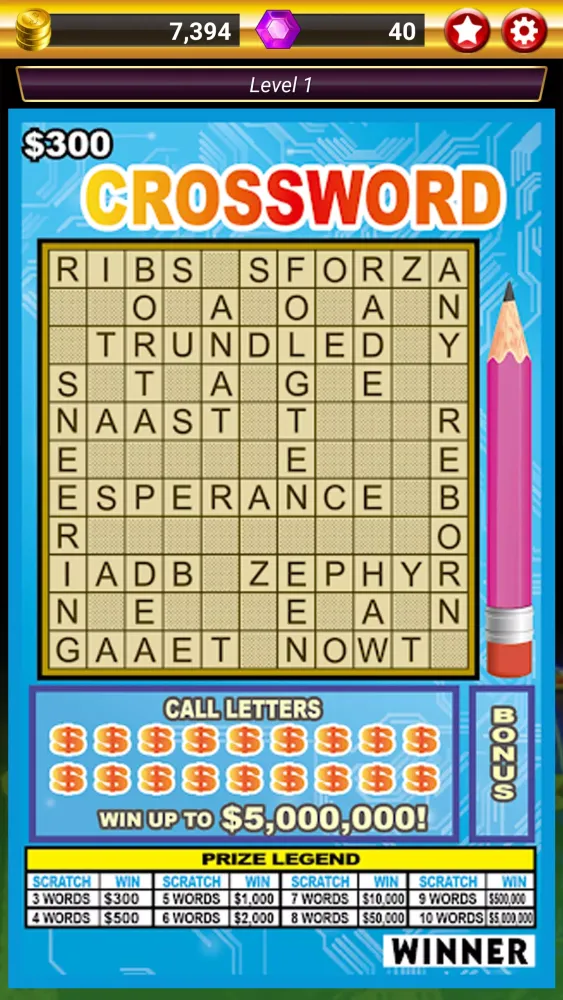 Tangkapan skrin Lotto Scratch – Las Vegas