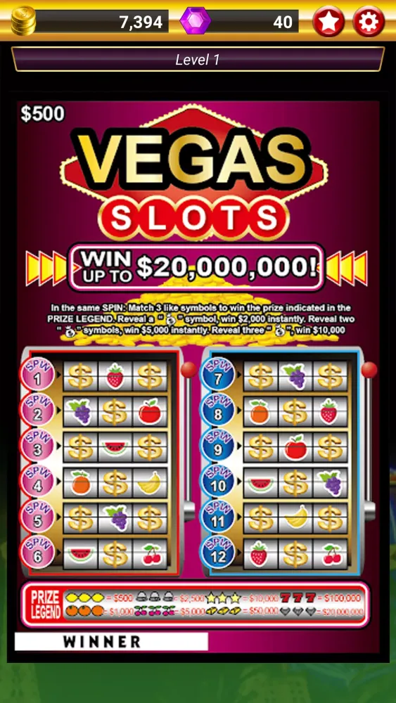 Tangkapan skrin Lotto Scratch – Las Vegas