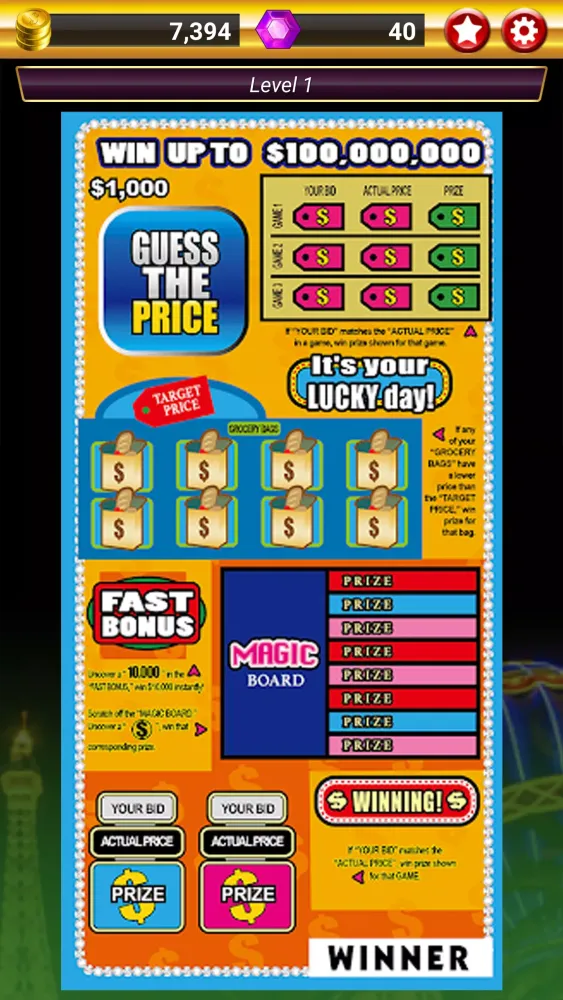 Tangkapan skrin Lotto Scratch – Las Vegas