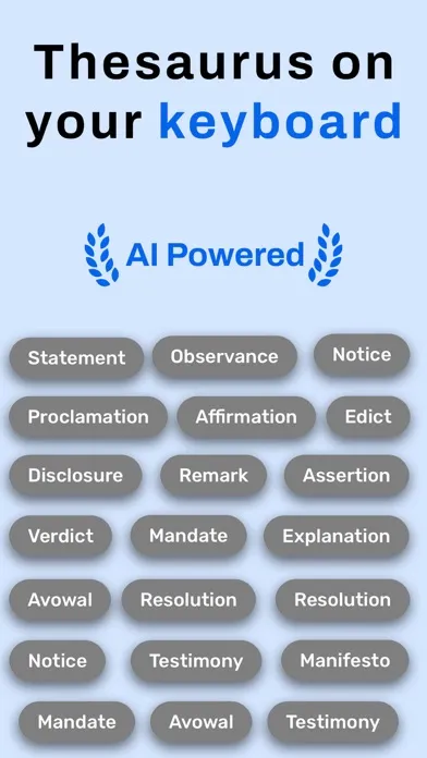 Thesaurus Synonyms AI Keyboard Screenshots