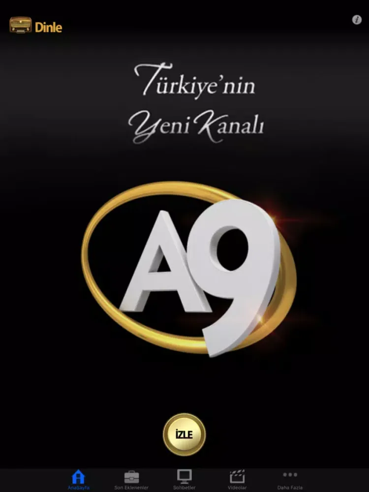 Capturas de tela do A9 TV iPad 