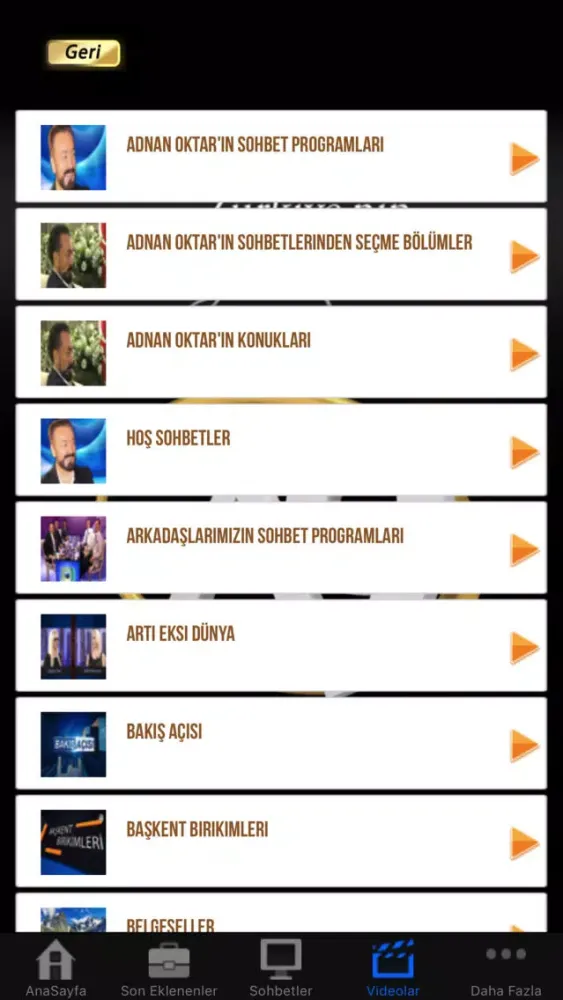 Capturas de tela do A9 TV