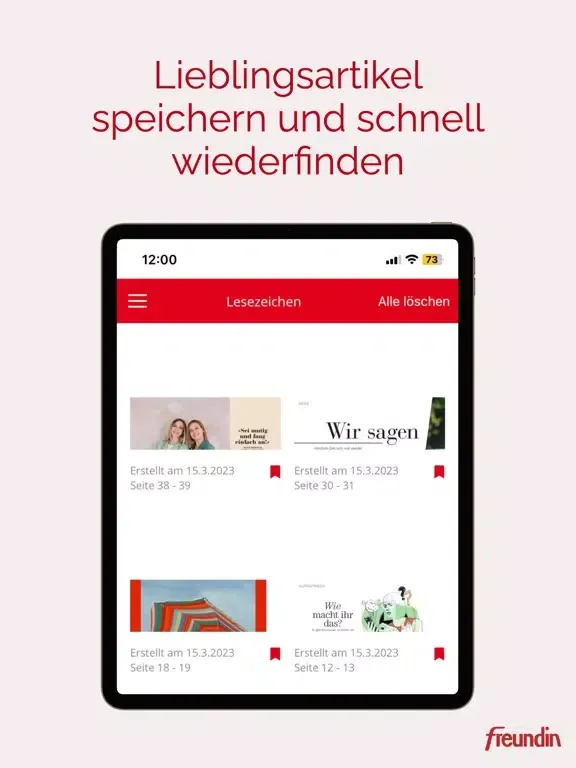 Ảnh chụp màn hình của freundin Magazin DE iPad 