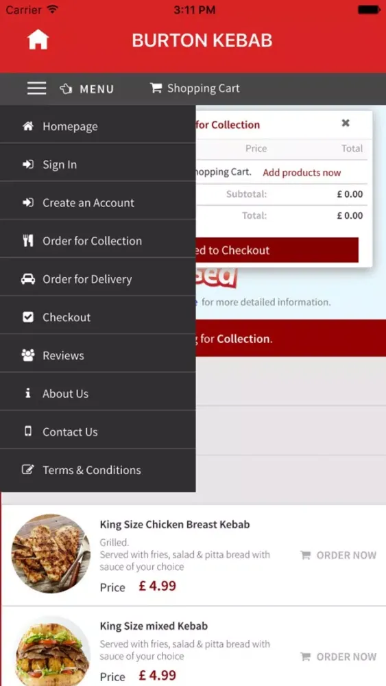 Tangkapan layar Burton Kebab, Burton