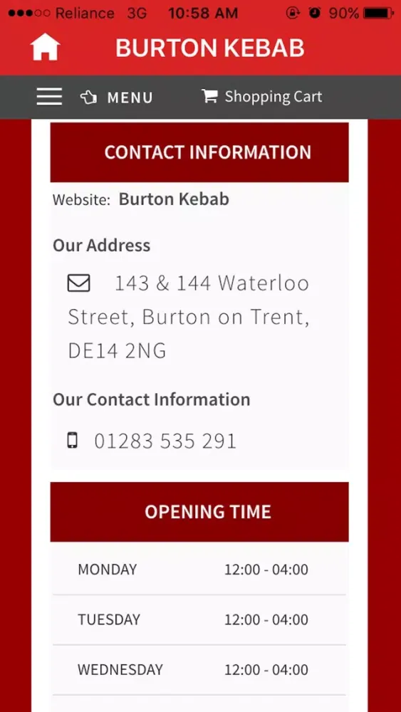 Tangkapan layar Burton Kebab, Burton