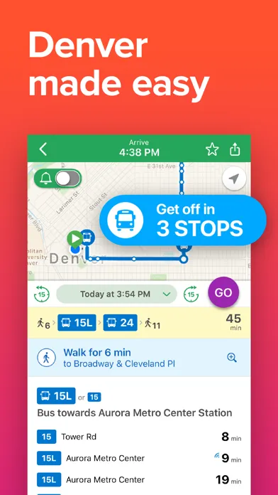 Captures d'écran de Denver Transit: RTD Bus TImes