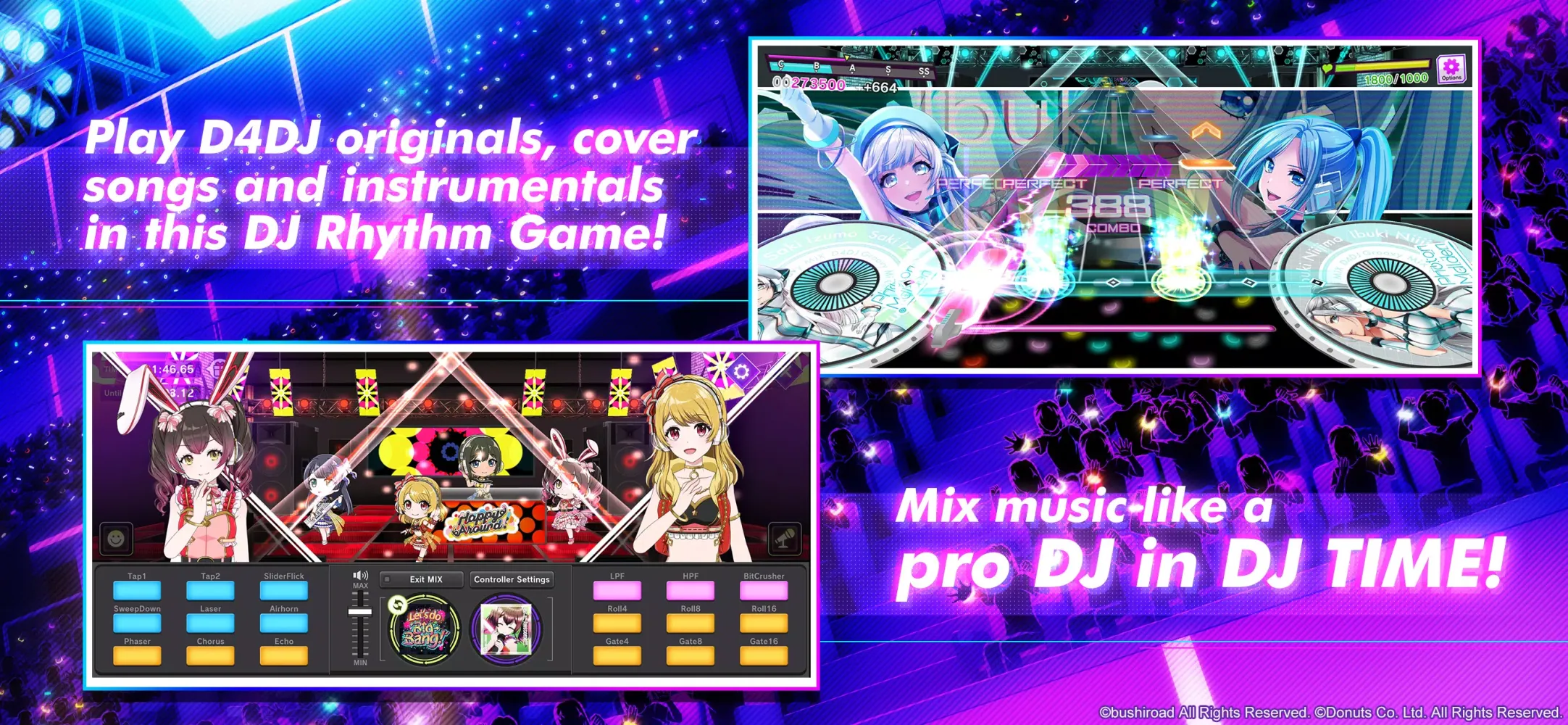 Capturas de tela do D4DJ