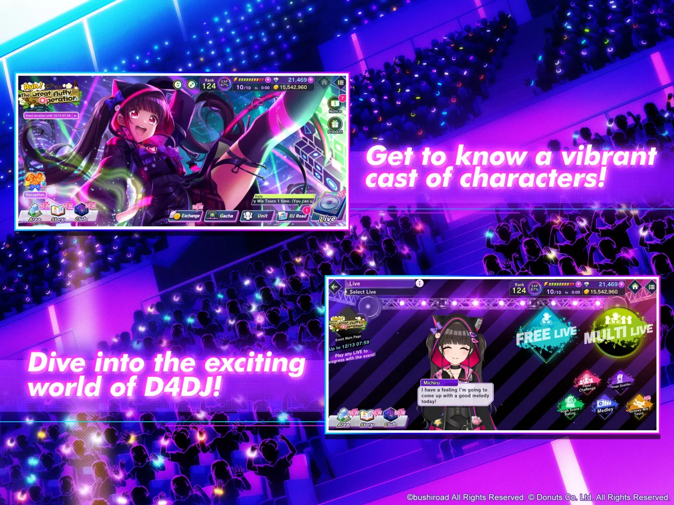 Capturas de tela do D4DJ