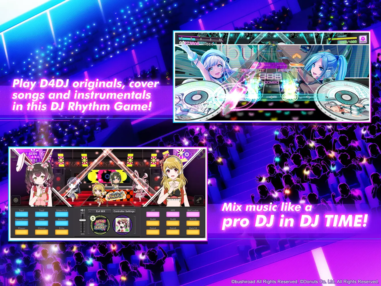 Capturas de tela do D4DJ